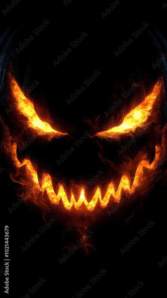 Fototapeta premium Spooky Halloween Pumpkin with Sharp Teeth