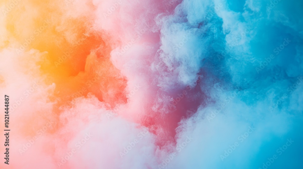 Fototapeta premium Vibrant Clouds Blend in a Mesmerizing Display of Orange, Pink, and Blue Hues at Twilight