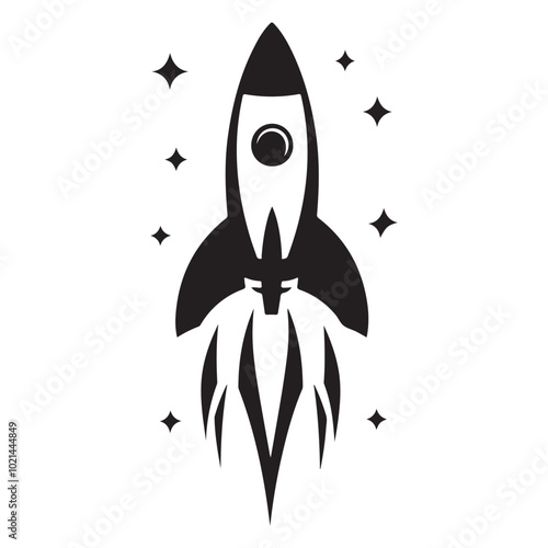 Rocket science outline icon, Cute Rocket for kids' storytelling vector illustration Isolated on white background