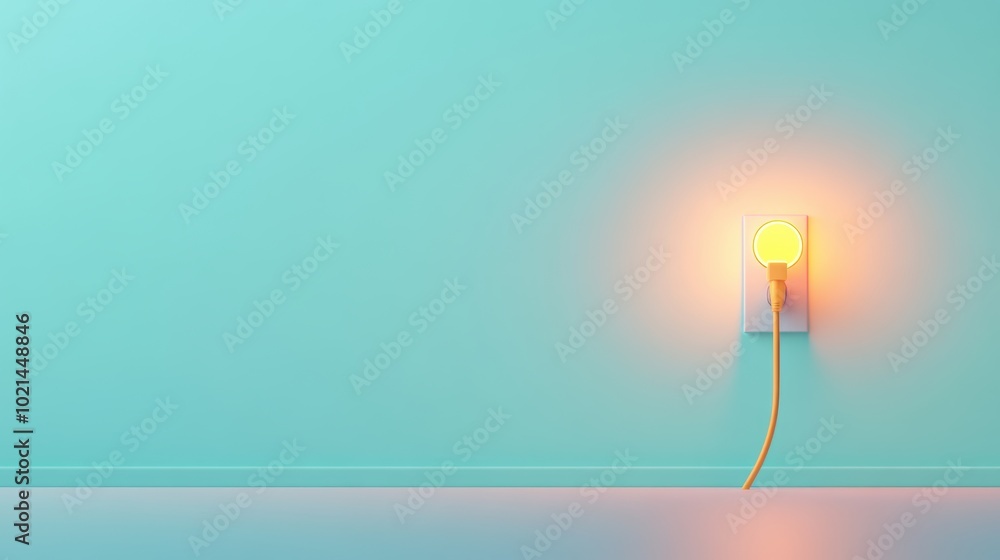 A minimalist illustration of a power outlet with a glowing plug, highlighting the essential role of electricity in modern life. A minimalist illustration of a power outlet with a glowing plug, highlighting the essential role of electricity in modern life.