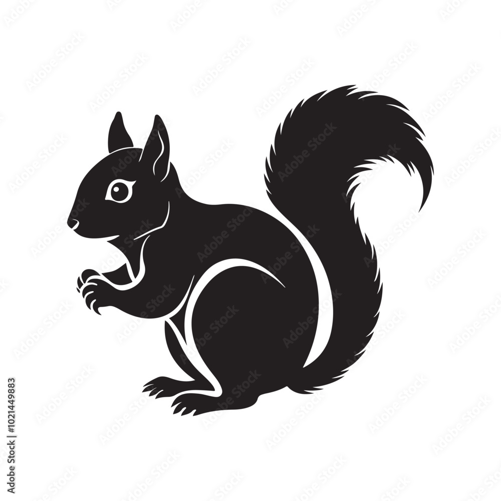 squirrel silhouette vector, black and white silhouette, vector and illustration, isolated on white background squirrel silhouette vector, black and white silhouette, vector and illustration, isolated on white background