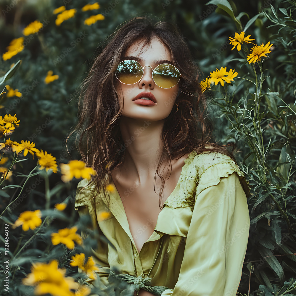 portrait of a girl in a field of flowers portrait of a girl in a field of flowers