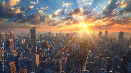 Wallpaper Mural Sunrise over the Modern Metropolis Skyline Torontodigital.ca