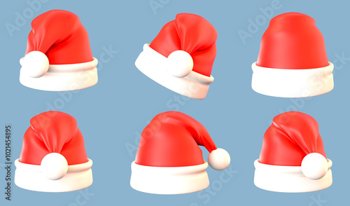 Set de icono 3D de gorro navideño. Ideal para proyectos de diseño, presentaciones o sitio web. 