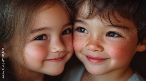 Candid Sibling Love: Cinematic Portrait of Cheerful Brother and Sister in National Geographic Style