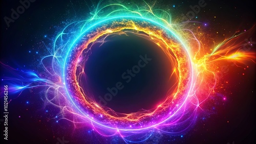 Colorful Swirling Plasma Particles in Abstract Design