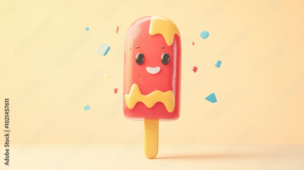 2D cartoon style ice cream stick character featuring a vintage mascot design 2D cartoon style ice cream stick character featuring a vintage mascot design