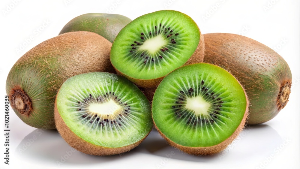Fresh Ripe Kiwi Fruits Isolated on White Background Fresh Ripe Kiwi Fruits Isolated on White Background
