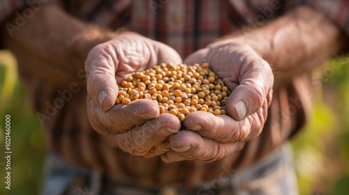 "Nature’s Bounty: A Senior Farmer Examines the Promise of Soybean Seeds"Captures the hope and abundance associated with planting crops.