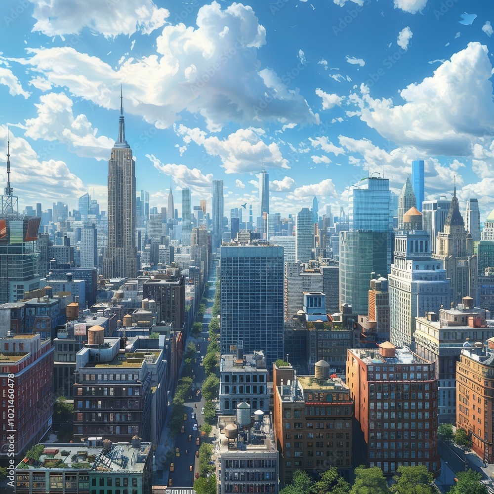 Fototapeta premium Cityscape of New York Skyline Illustration