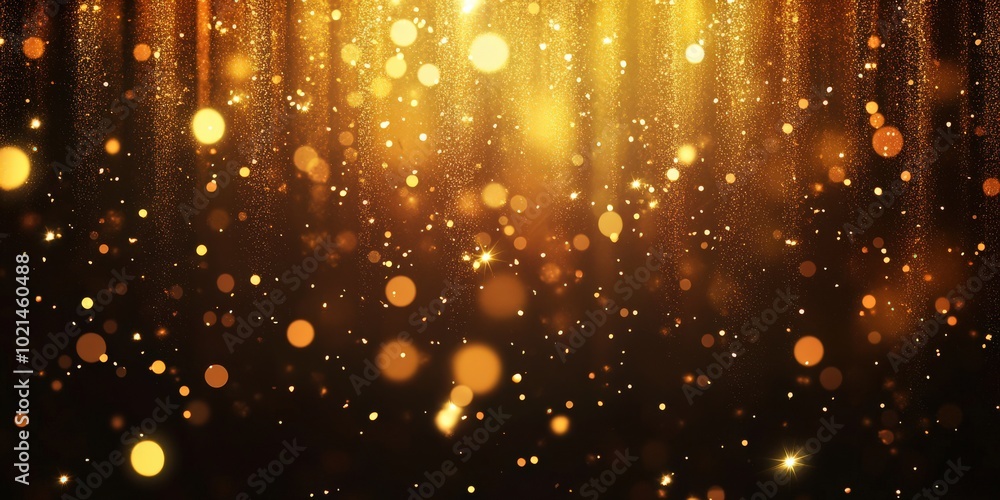 Gold Glitter Falling. Shimmering Curtain of Light Particles with Glowing Shine Gold Glitter Falling. Shimmering Curtain of Light Particles with Glowing Shine