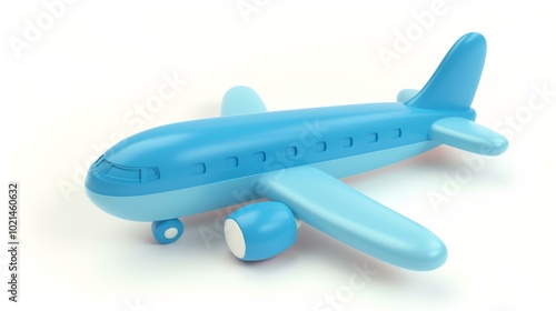 Blue toy airplane on white background