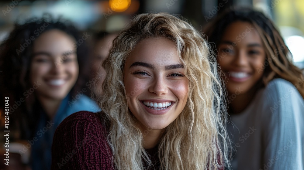 Genuine Connection: Diverse Friends Sharing Laughter over Coffee at Café in Cinematic National Geographic Style Genuine Connection: Diverse Friends Sharing Laughter over Coffee at Café in Cinematic National Geographic Style