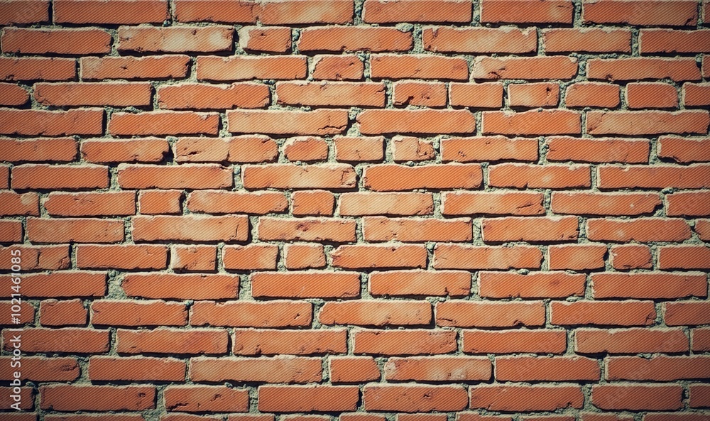 Fototapeta premium A classic red brick wall texture offering a rustic and timeless backdrop, ideal for construction, interior design, and artistic projects.