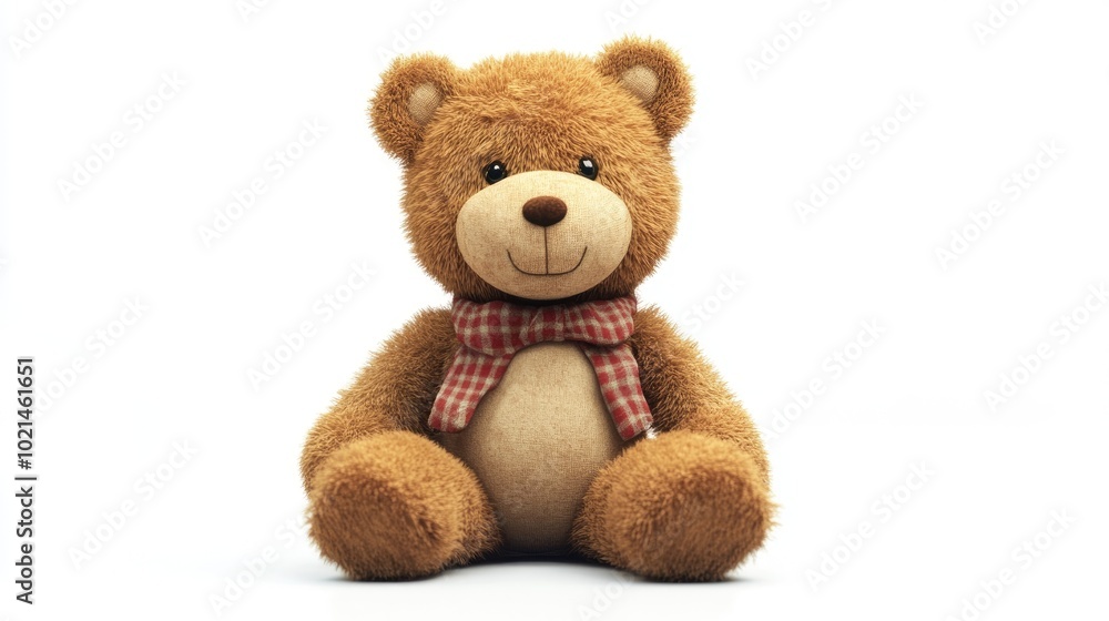 Brown teddy bear in 2D cartoon style on a white background Brown teddy bear in 2D cartoon style on a white background