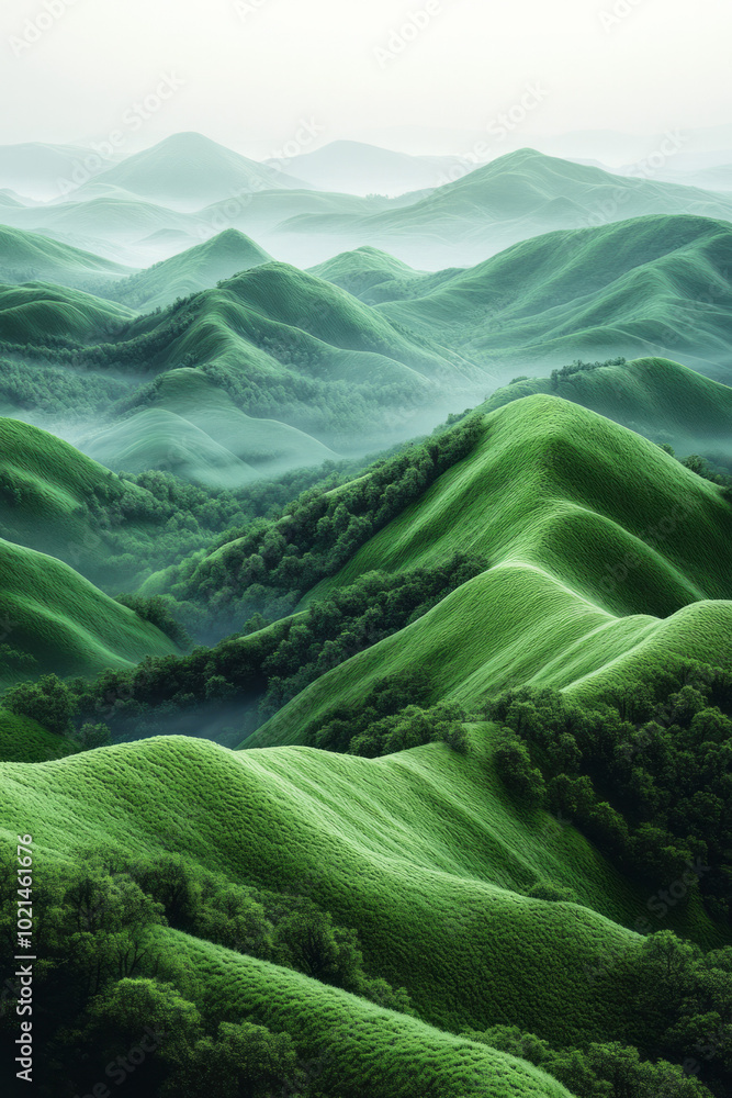 A series of abstract hills painted in vibrant greens and blues, with the colors blending into one another, A series of abstract hills painted in vibrant greens and blues, with the colors blending into one another,