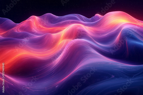 Abstract undulating waves composed of deep blue and vibrant purple lines,,