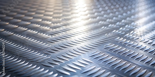 A close up of a steel diamond plate with a textured surface and a subtle sheen under natural lighting.