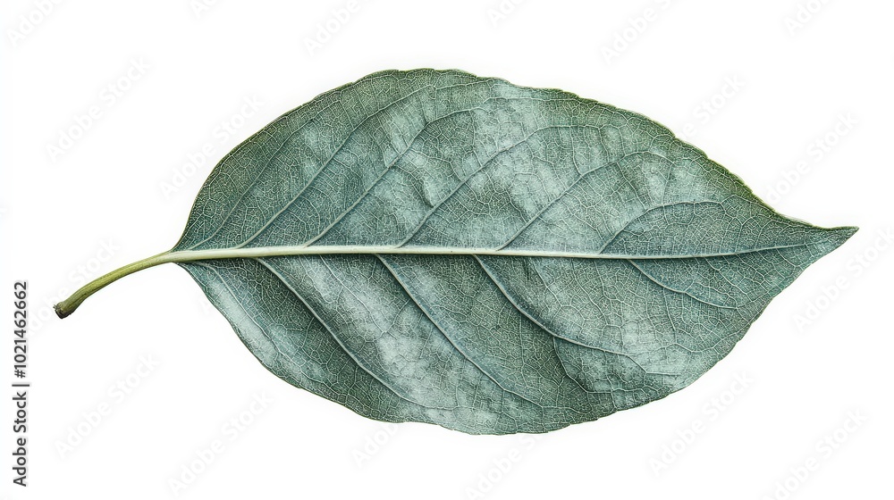 Obraz premium Vibrant Sage Green Tropical Jungle Leaf with Detailed Veins Texture in High-Quality Macro Product Photography Style