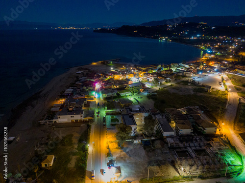 Beautiful view of sidari at night in winter photo