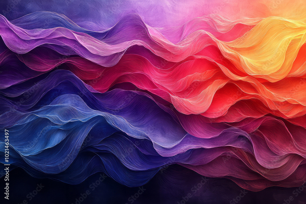 A mesmerizing composition of colorful undulating lines, A mesmerizing composition of colorful undulating lines,