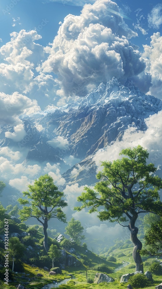 Obraz premium Majestic Mountain Scenery with Lush Vegetation