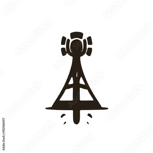 The Tower of the Wi-fi. Transmitter Icon, vector silhouette 