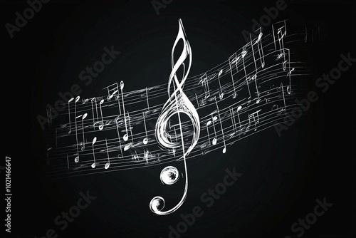 a musical note with a treble on a black background