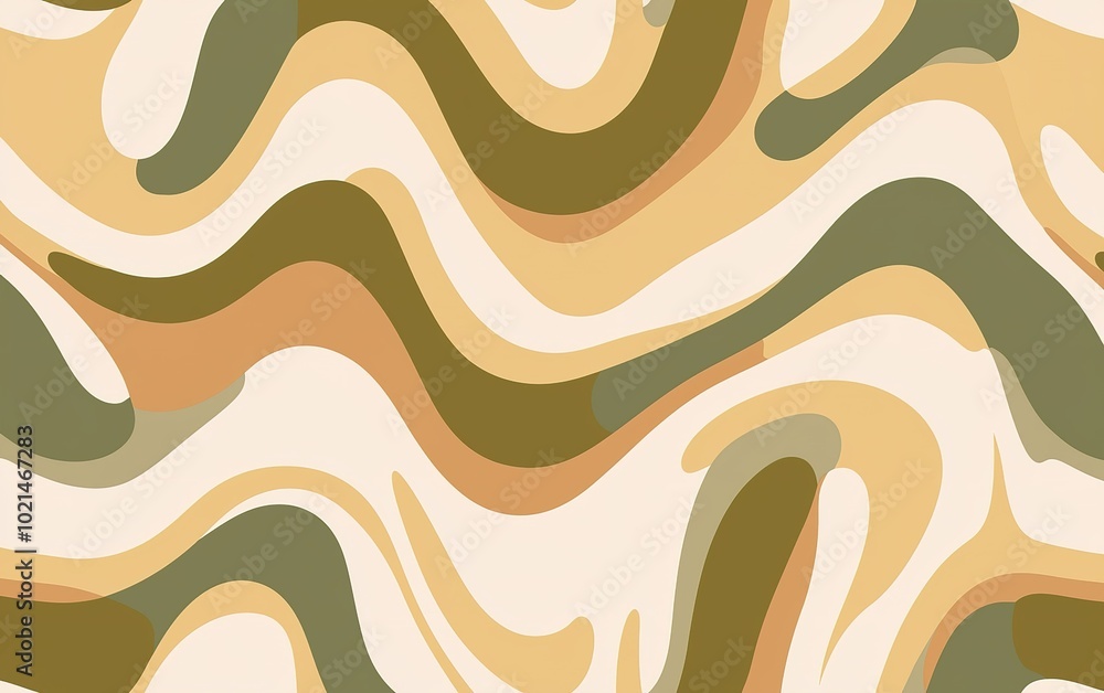 Fluid abstract pattern in earthy tones with wavy shapes creating a dynamic visual texture Fluid abstract pattern in earthy tones with wavy shapes creating a dynamic visual texture