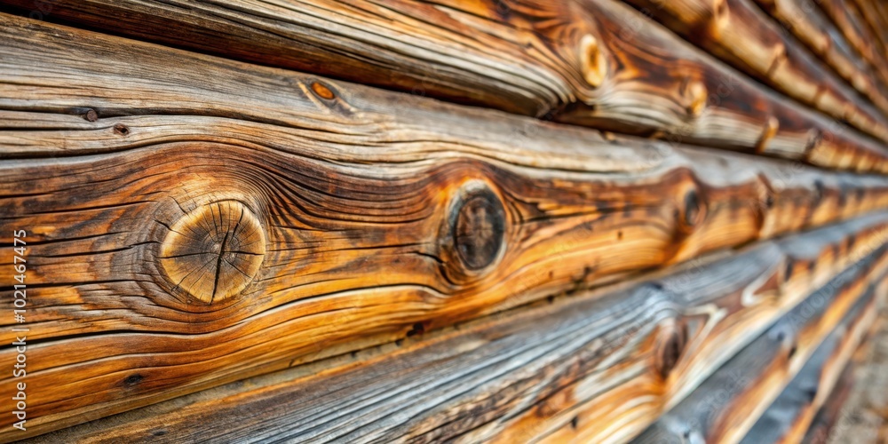Fototapeta premium A rustic wooden wall with weathered planks and knots, showcasing the beauty of natural woodgrain patterns