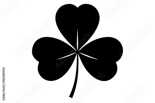 Irish Shamrock Silhouette of the Three-Leaf Clover Silhouette Vector Illustration