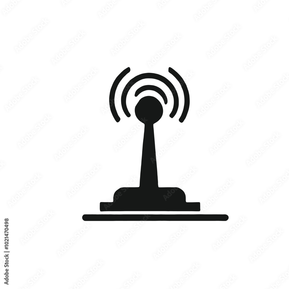 The Tower of the Wi-fi. Transmitter Icon, vector silhouette The Tower of the Wi-fi. Transmitter Icon, vector silhouette