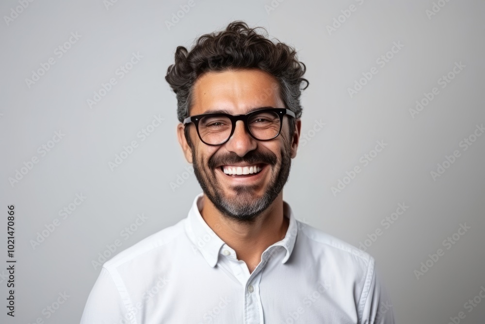 Portrait of a handsome man with glasses smiling at the camera. Portrait of a handsome man with glasses smiling at the camera.