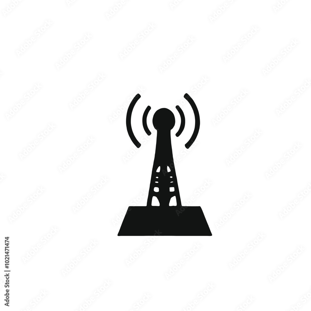The Tower of the Wi-fi. Transmitter Icon, vector silhouette The Tower of the Wi-fi. Transmitter Icon, vector silhouette