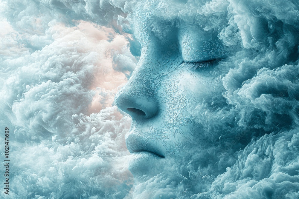 A Dreamlike Portrait of a Face Emerging from Clouds A Dreamlike Portrait of a Face Emerging from Clouds