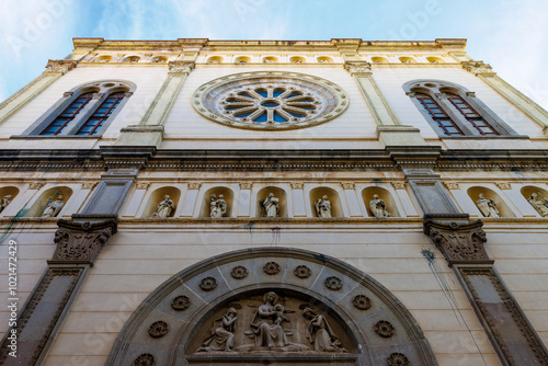 Facade of the Basílica de Santa Maria de Mataró church in Mataro, Catalonia, Spain, Europe photo