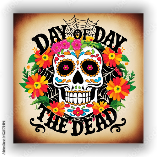 Creative social media post design template for Día de Muertos-ai generated photo