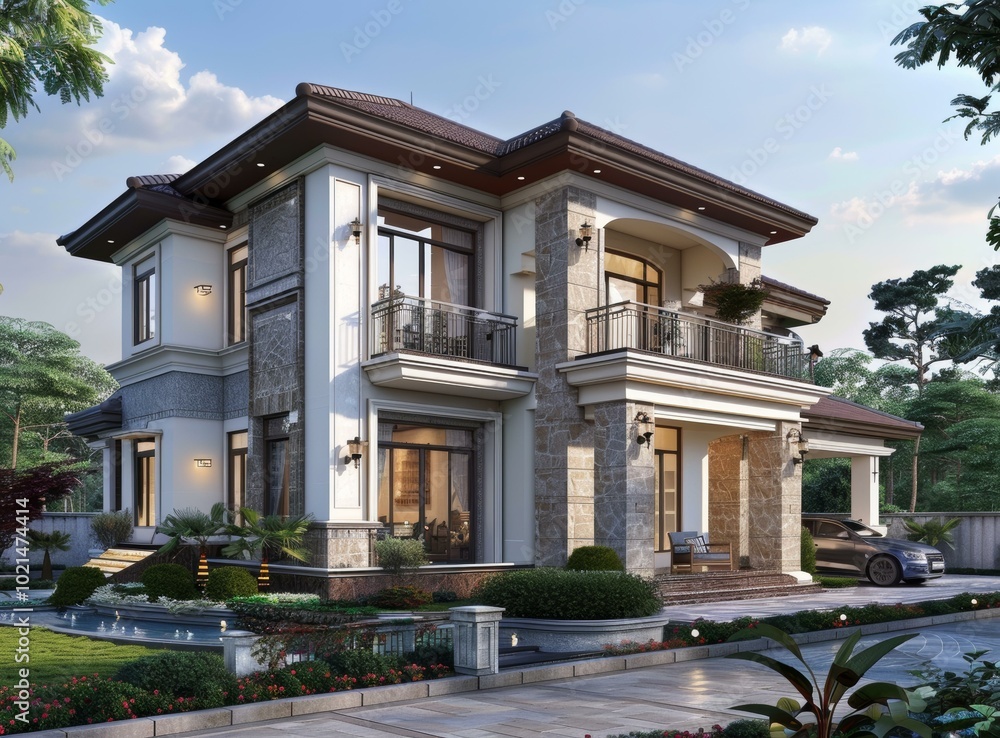 Luxury Mansion Exterior Design Illustration Luxury Mansion Exterior Design Illustration