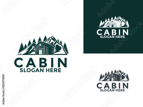 Cabin Wood Logo, Cabin Resort Logo, cabin house, cottage, dorm, villa, homestead, barn, homestay, facation logo vector illustration design