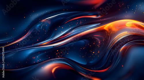 Abstract Background - Dark Blue with Orange and Red Glows