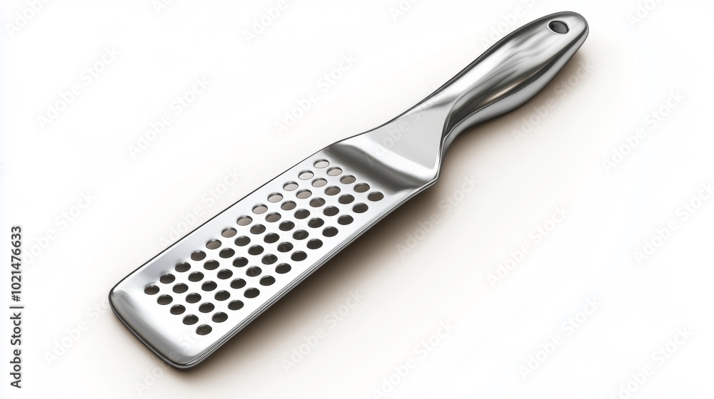 Stainless Steel Handheld Grater on a White Background Isolated Kitchen Tool for Food Preparation. Generative AI Stainless Steel Handheld Grater on a White Background Isolated Kitchen Tool for Food Preparation. Generative AI