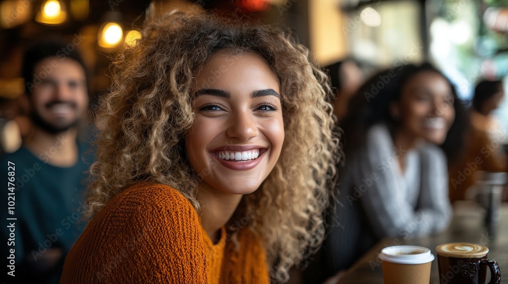 Vibrant Morning Joy - Diverse Friends Sharing Coffee in Cinematic Cafe Scene Vibrant Morning Joy - Diverse Friends Sharing Coffee in Cinematic Cafe Scene