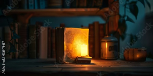 Still life with books and a candle photo