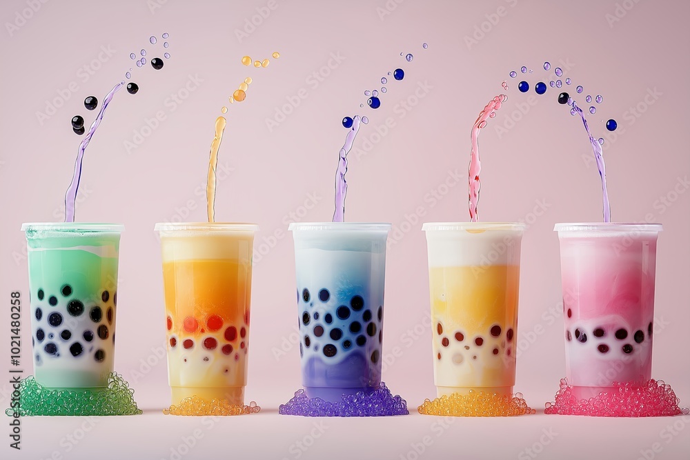 A Creative Collage of Bubble Tea in Various Stages of Preparation ...