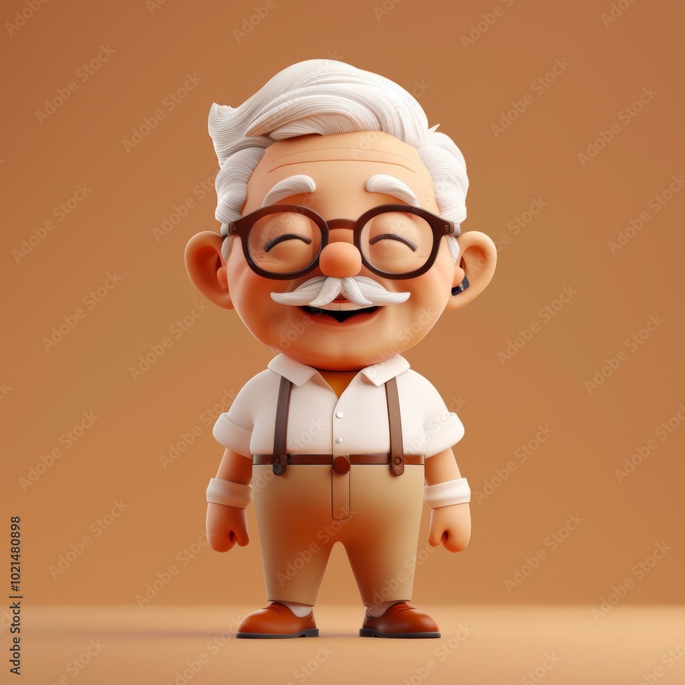 Cheerful Grandpa 3D Cartoon Character Cheerful Grandpa 3D Cartoon Character