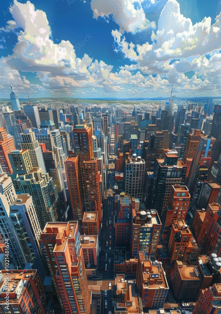 Naklejka premium Cityscape Aerial View Illustration