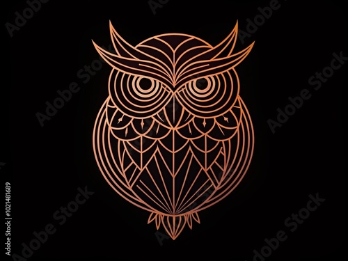 Majestic single line owl design perfect for minimalistic art, logos, and creative projects. photo