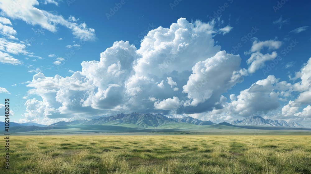 Obraz premium Vast Grassland Under a Dramatic Sky