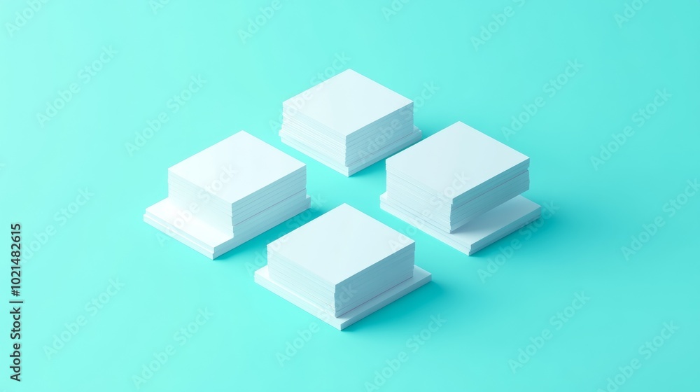 Obraz premium A stack of white paper is on a blue background