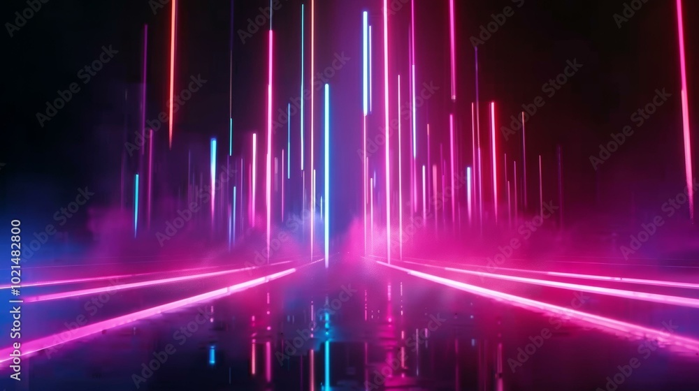 Glowing Purple and Blue Neon Laser Light Show